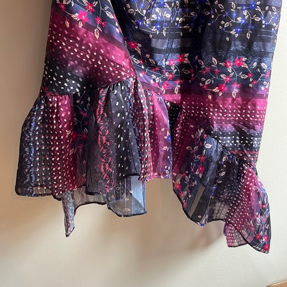 NWT Kensie 4 multicolor purple navy red stripe midi maxi ruffle shark bite new 4 - Picture 5 of 11